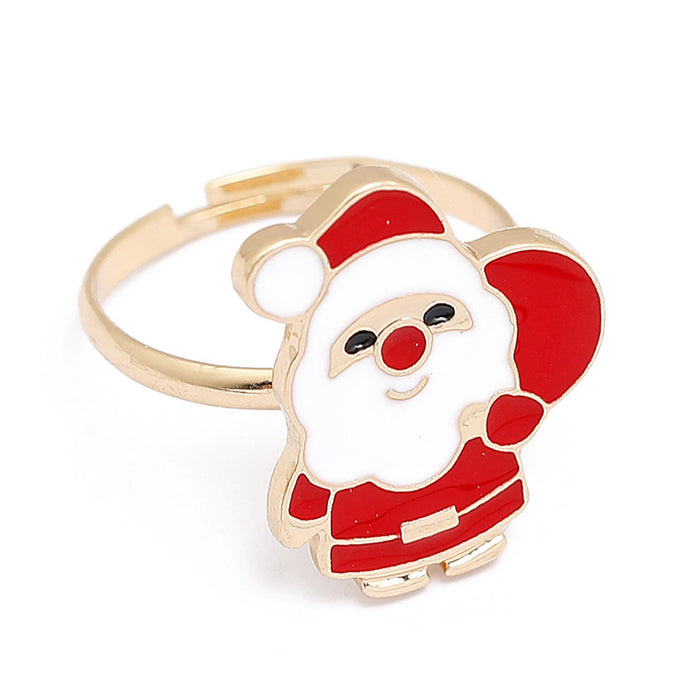 Wholesale Rings Alloy Christmas Cartoon Children Snowman Elk Snowflake Adjustable JDC-RS-QingH001