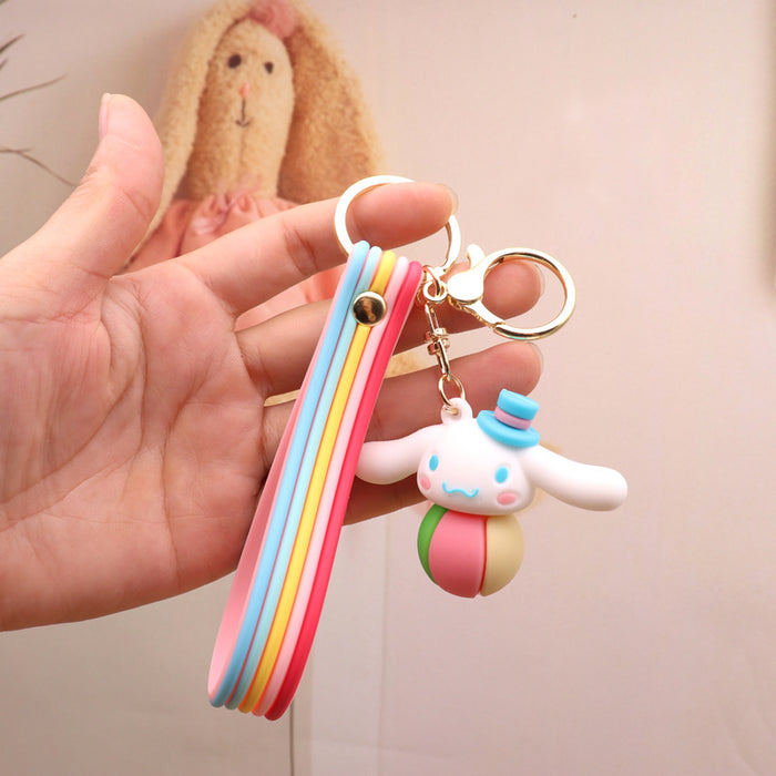 Wholesale creative cartoon rainbow rope big ear dog keychain MOQ≥2 JDC-KC-YinShang003