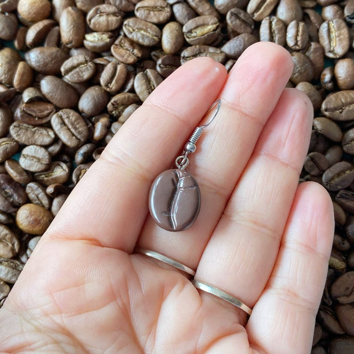 Wholesale Resin Coffee Bean Earrings MOQ≥3 JDC-ES-Caitao010