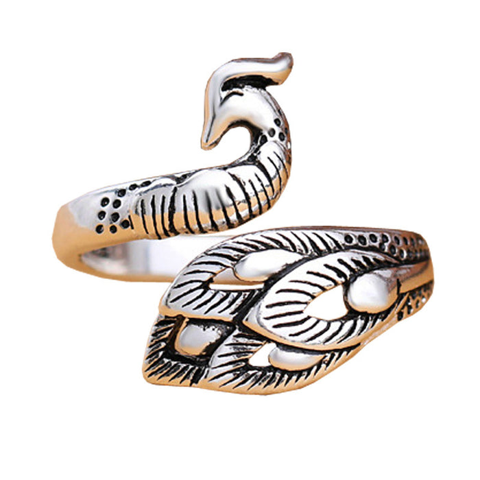 Jewelry WholesaleWholesale three-dimensional peacock Thai silver opening ring JDC-RS-NS005 Rings 尼森 %variant_option1% %variant_option2% %variant_option3%  Factory Price JoyasDeChina Joyas De China