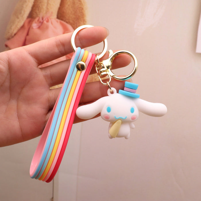 Wholesale creative cartoon rainbow rope big ear dog keychain MOQ≥2 JDC-KC-YinShang003
