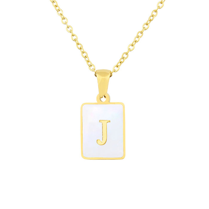 Wholesale Necklace Stainless Steel Square Shell 26 Letter Necklace JDC-NE-BaiT003