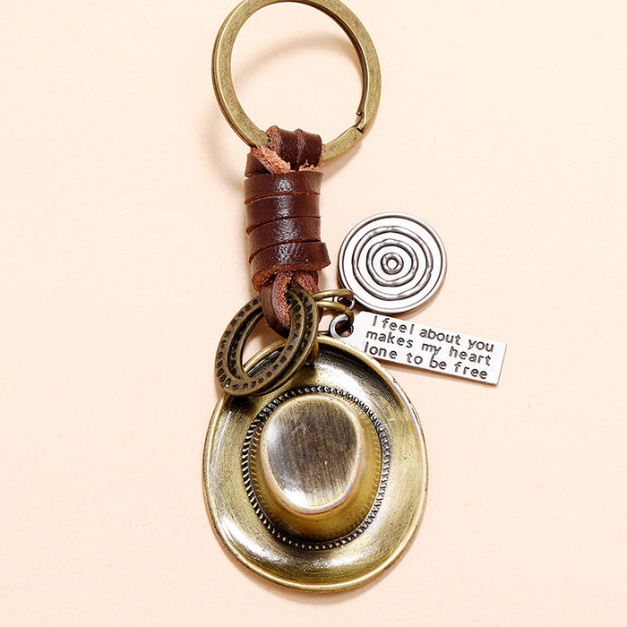 Wholesale Keychain Alloy Leather Hand Woven Pendant JDC-KC-PK016