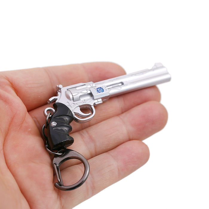 Wholesale Keychain Weapon Scream Double Gun Azure Blue Rose Pistol Model JDC-KC-DIJ002