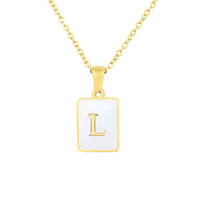 Wholesale Necklace Stainless Steel Square Shell 26 Letter Necklace JDC-NE-BaiT003