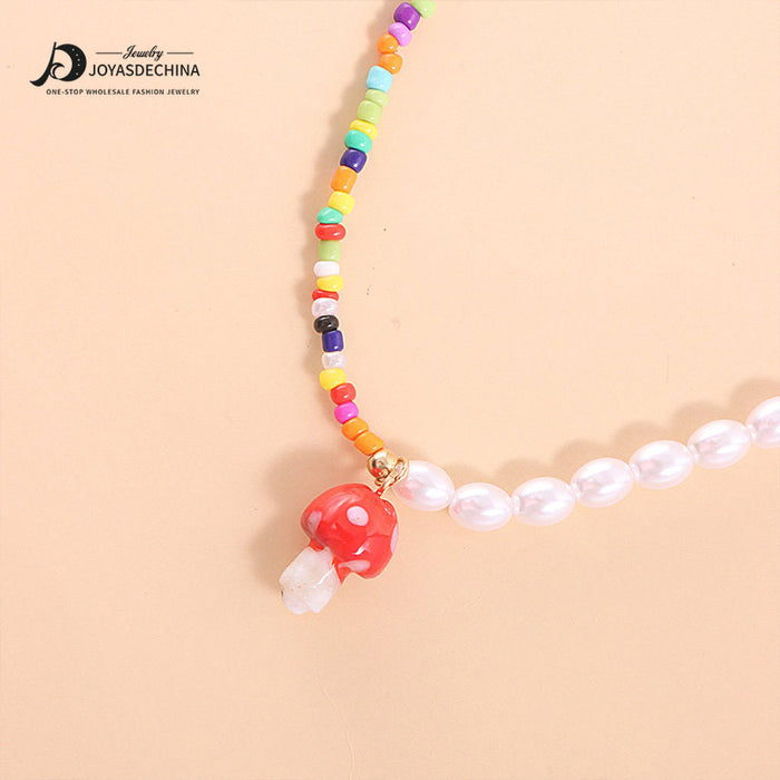 Color al por mayor Beads de arroz me encantan la cadena de cuello de perlas de arroz cortos jdc-ne-yinh004