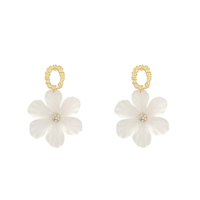 Jewelry WholesaleWholesale white flower temperament all-match earrings s925 silver needle JDC-ES-HanK010 Earrings 韩蔻 %variant_option1% %variant_option2% %variant_option3%  Factory Price JoyasDeChina Joyas De China
