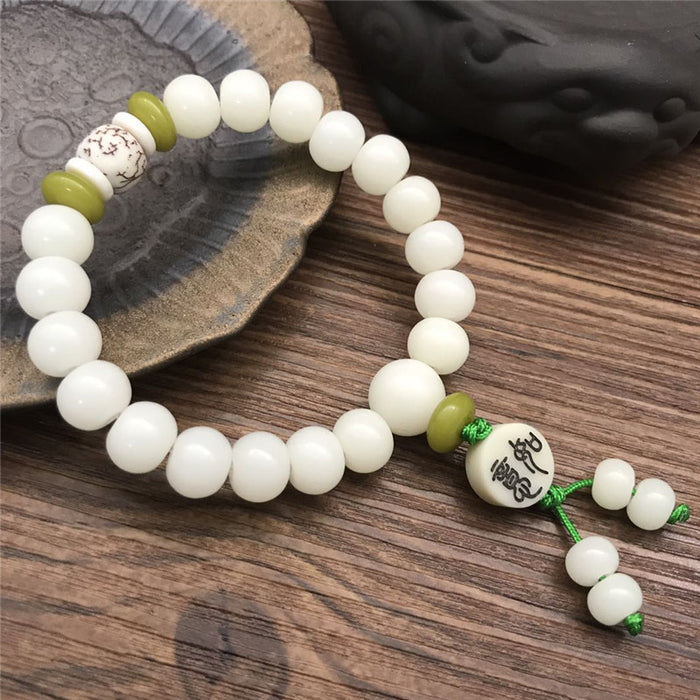 Wholesale Bracelets White Jade Bodhi Root Lotus Rosary Beads MOQ≥2 JDC-BT-ZRou001