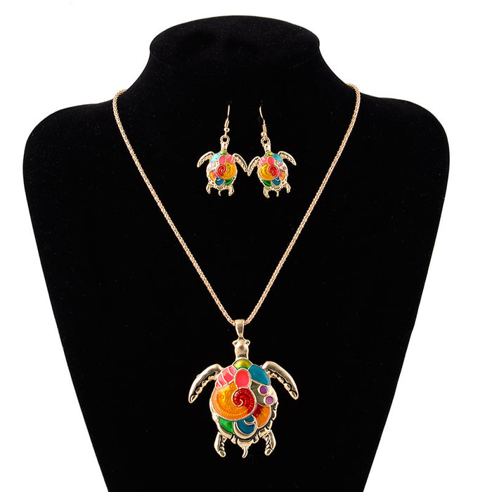 Jewelry WholesaleWholesale Rainbow Turtle Alloy Necklace Earrings Set JDC-NE-Chuanj001 Necklaces 创爵 %variant_option1% %variant_option2% %variant_option3%  Factory Price JoyasDeChina Joyas De China