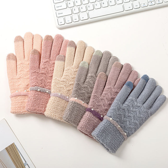 Wholesale Gloves Acrylic Thermal Jacquard Beads Touch Screen JDC-GS-FanD006