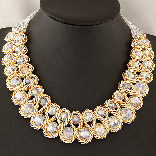 Wholesale Metal Exaggerated Large Crystal Gemstone Pendant Necklace JDC-NE-WY007