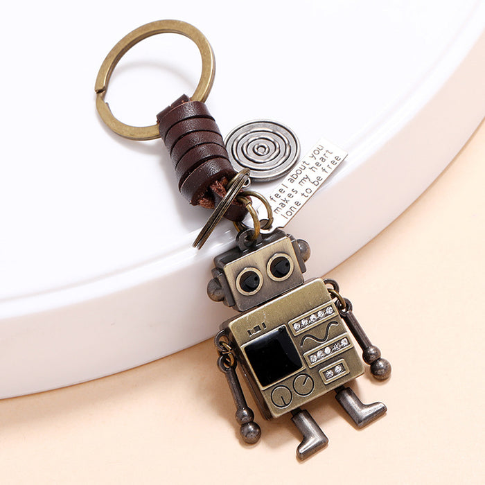 Wholesale Keychain Alloy Robot Leather Braided Pendant JDC-KC-PK017