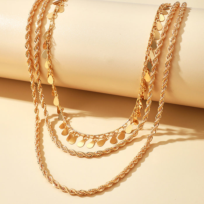 Wholesale necklace alloy popular new element personality necklace multi-layer twist chain JDC-NE-C097