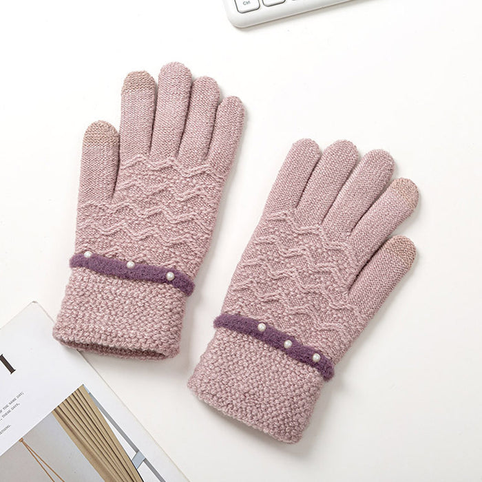 Wholesale Gloves Acrylic Thermal Jacquard Beads Touch Screen JDC-GS-FanD006
