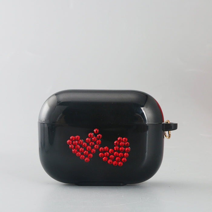 Wholesale Earphone Shell TPU Diamond Red Heart Strap Pendant MOQ≥2 JDC-EPC-OYang005