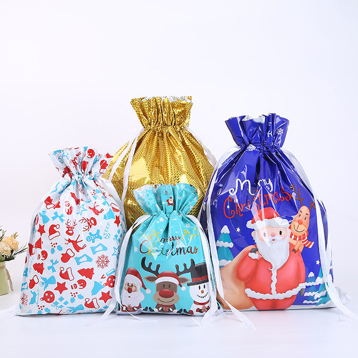 Bolsa de regalo al por mayor plástico de Navidad Bolsa de dulces con cordón MOQ≥2 JDC-GB-ShenaO006