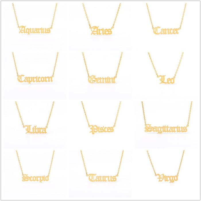 Jewelry WholesaleWholesale twelve constellations Necklace stainless steel English letters JDC-NE-MJ008 Necklaces 萌葭 %variant_option1% %variant_option2% %variant_option3%  Factory Price JoyasDeChina Joyas De China