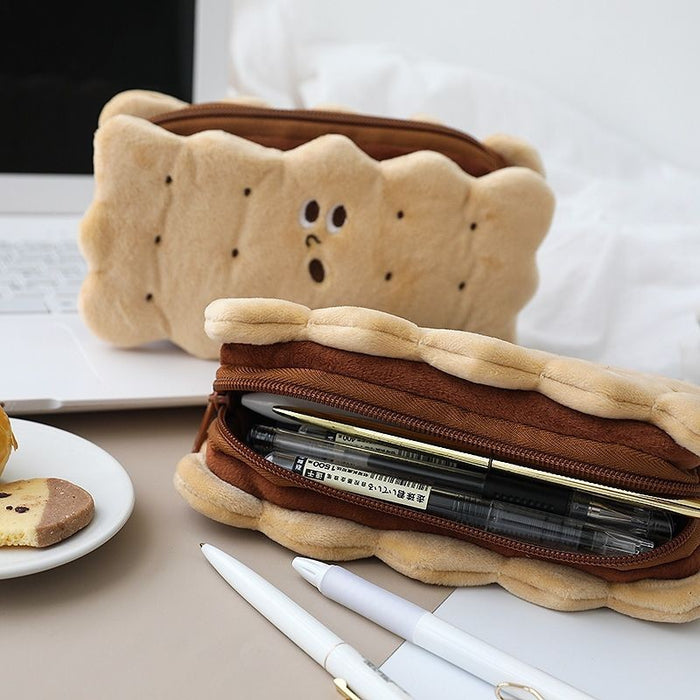 Wholesale Pencil Bags Plush Sandwich Cookies Cute MOQ≥4 JDC-PB-buji001