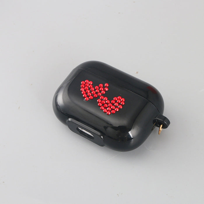 Wholesale Earphone Shell TPU Diamond Red Heart Strap Pendant MOQ≥2 JDC-EPC-OYang005