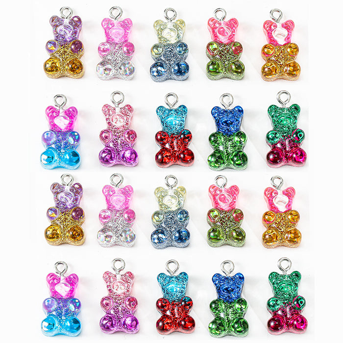 Wholesale Color Glitter Bear Pendant Handmade DIY Jewelry Accessories Keychain JDC-DIY-Jingy004