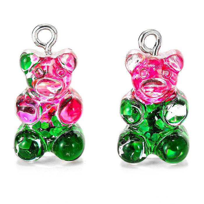 Color al por mayor Glitter Bear Costeo de accesorios de joyería de bricolaje hecho a mano Llavero JDC-Diy-Jingy004