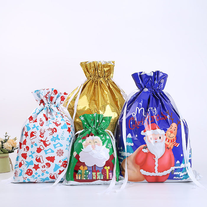 Bolsa de regalo al por mayor plástico de Navidad Bolsa de dulces con cordón MOQ≥2 JDC-GB-ShenaO006