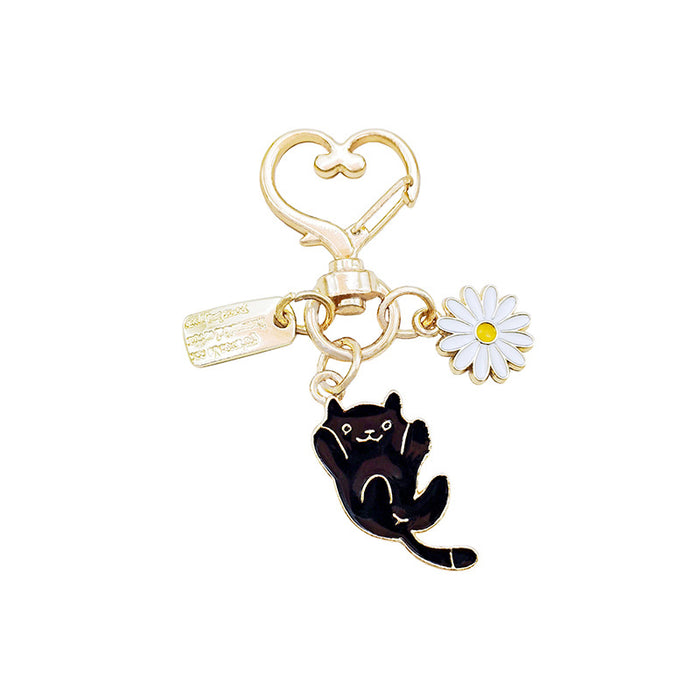 Wholesale Keychain Metal Cartoon Cute Kitty Flower MOQ≥2 JDC-KC-ARui006