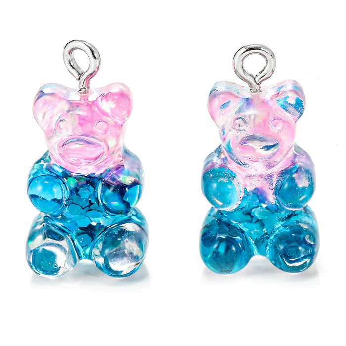Wholesale Color Glitter Bear Pendant Handmade DIY Jewelry Accessories Keychain JDC-DIY-Jingy004