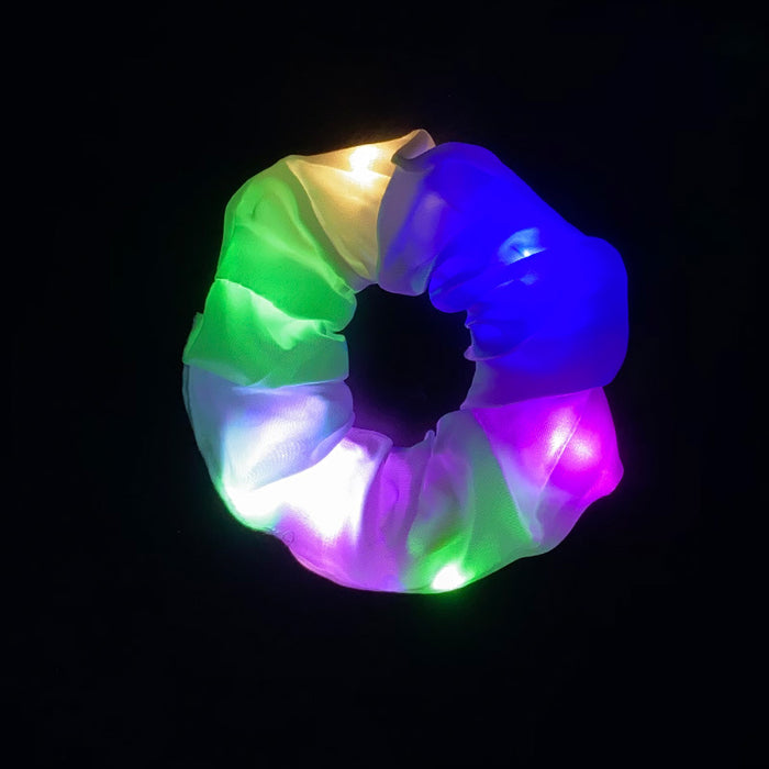 Wholesale Hair Scrunchies Cloth LED Light Glowing Three-speed Shiny Color JDC-HS-DieZu004