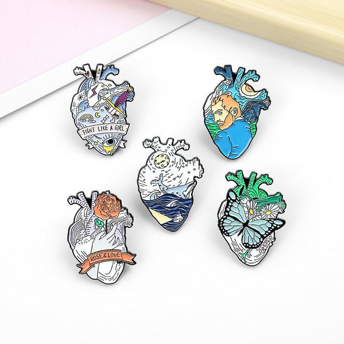 Wholesale Cartoon Brand Balees Fan Gogh -shaped Butterfly Waves Letter Badge Badge JDC-BC-QiH007