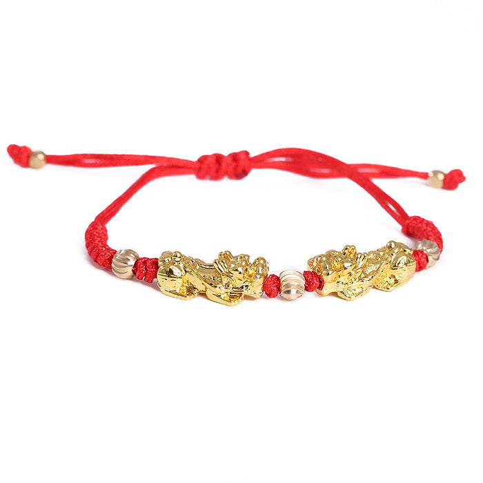 Wholesale fengshui Bracelet Glass Handwoven Red Rope Pixiu MOQ≥2 JDC-BT-AiX001