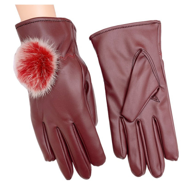 Wholesale Gloves Faux Leather Winter Warm Waterproof Touch Screen MOQ≥2 JDC-GS-MYuan002