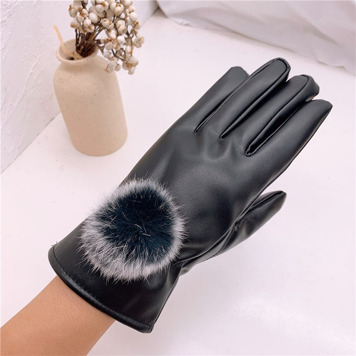 Wholesale Gloves Faux Leather Winter Warm Waterproof Touch Screen MOQ≥2 JDC-GS-MYuan002
