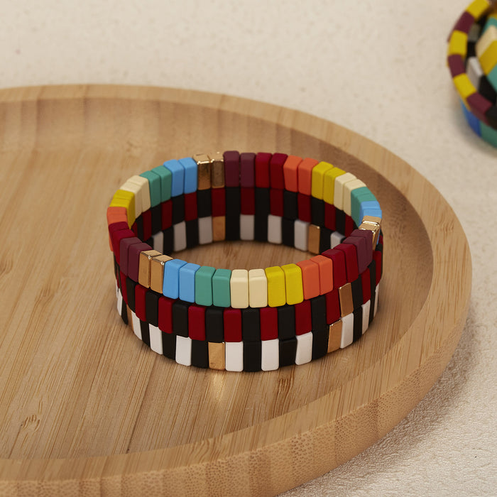 Wholesale Bracelet Alloy Paint Bungee Cord Beaded Color JDC-BT-Gm003