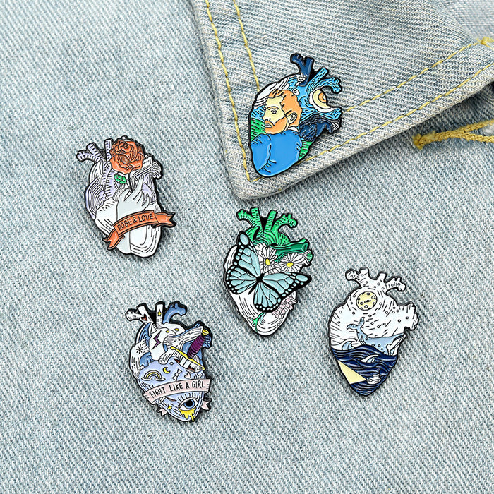 Wholesale Cartoon Brand Balees Fan Gogh -shaped Butterfly Waves Letter Badge Badge JDC-BC-QiH007