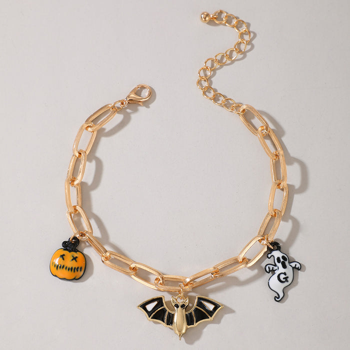 Wholesale Necklace Alloy Halloween Ghost Face Pumpkin Necklace Earrings Bracelet Jewelry Set JDC-NE-TANG001