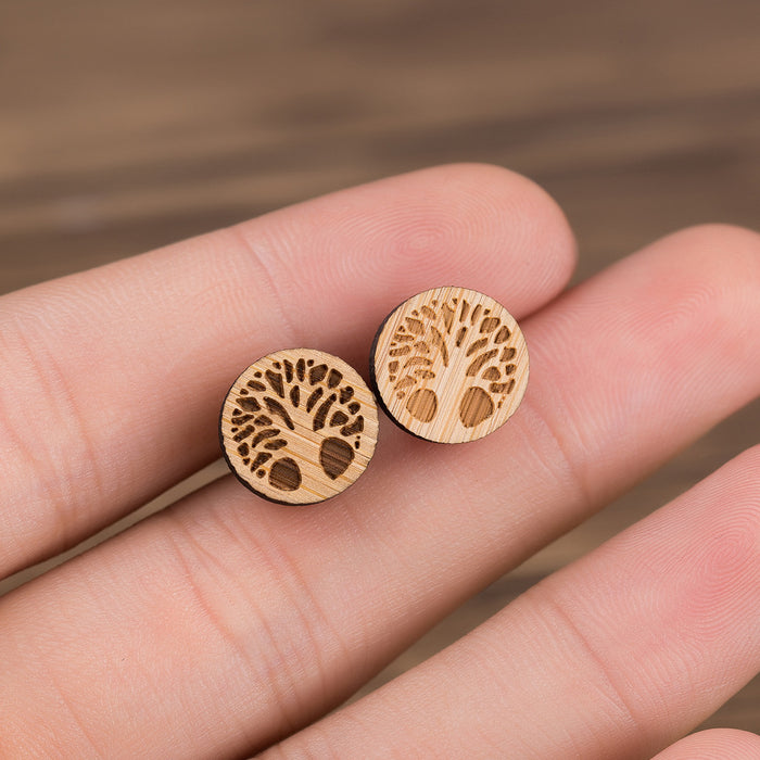 Wholesale Tree Of Life Wood Earrings JDC-ES-SS013