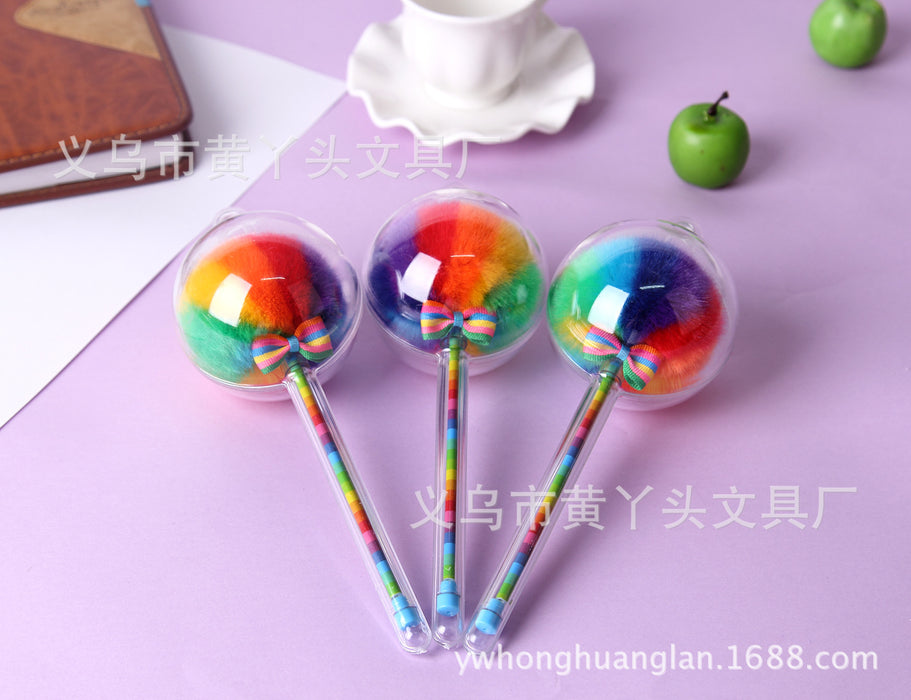 Wholesale Ballpoint Pen Plastic Colorful Hair Ball Gel Pen MOQ≥2 JDC-BP-HYT005