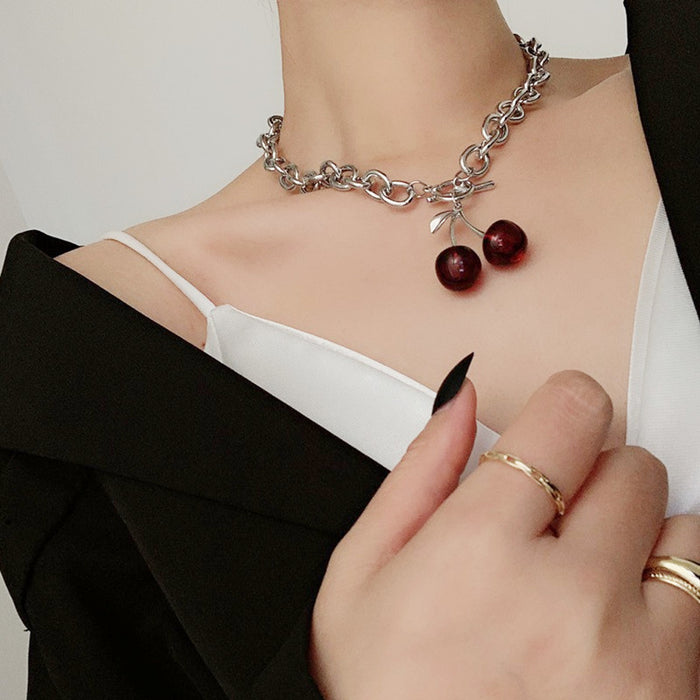 Jewelry WholesaleWholesale black cherry dark girl necklace JDC-NE-cy060 necklaces 纯影 %variant_option1% %variant_option2% %variant_option3%  Factory Price JoyasDeChina Joyas De China