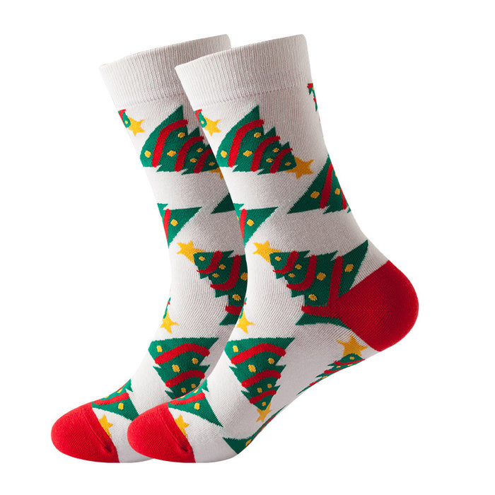 Wholesale Socks Cotton Christmas Snowflake Cane Pattern MOQ≥3 JDC-SK-JTeng004