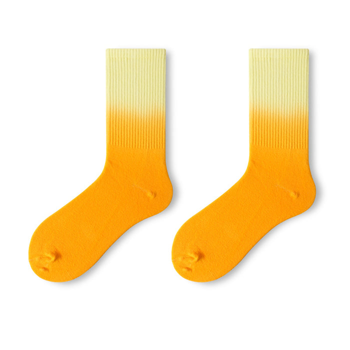 Wholesale Sock Combed Cotton Mid Tube Tie Dye Gradient Sports Skateboard MOQ≥3 JDC-SK-ShengA001