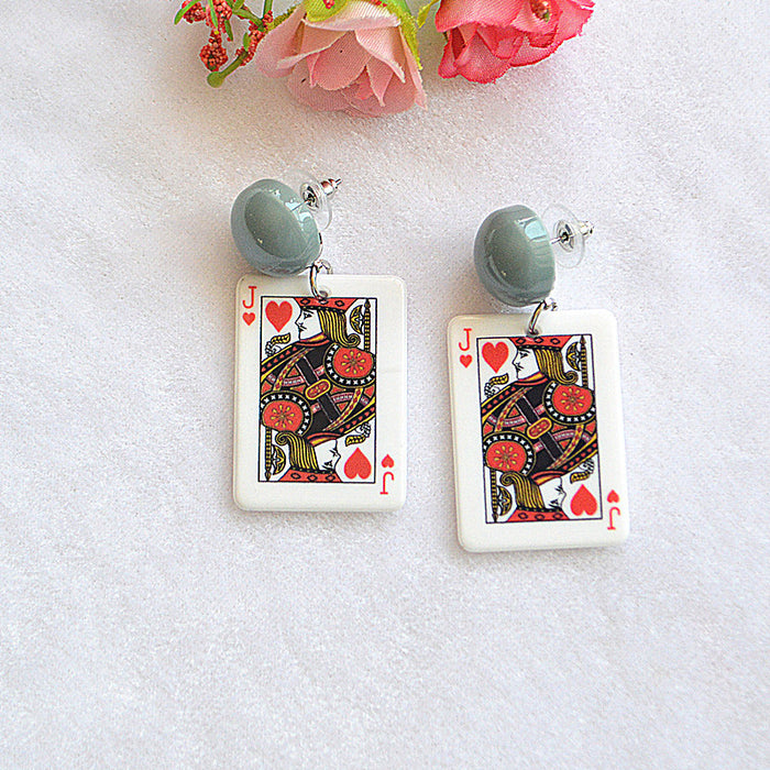 Wholesale Earrings Acrylic Cute Playing Card Simple JDC-ES-Xienuo025