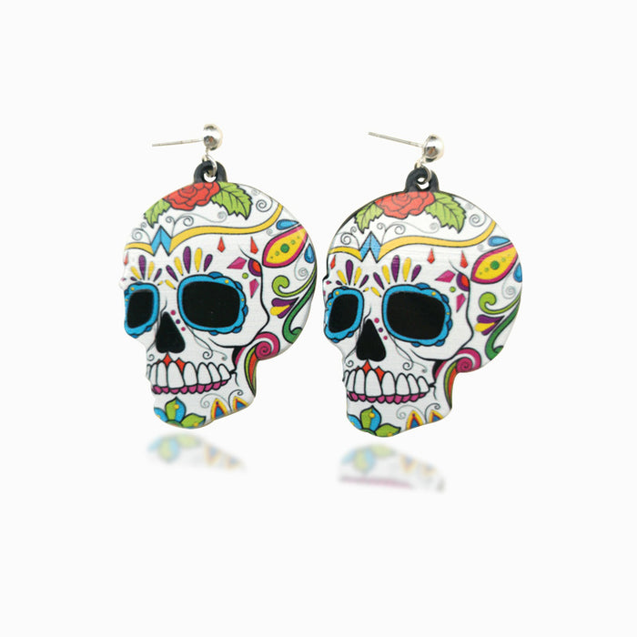 Wholesale earrings acrylic halloween horror skeleton ghost acrylic JDC-ES-moshu013