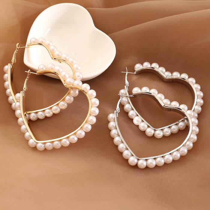 Wholesale pearl heart earrings MOQ≥2 JDC-ES-Bingm025