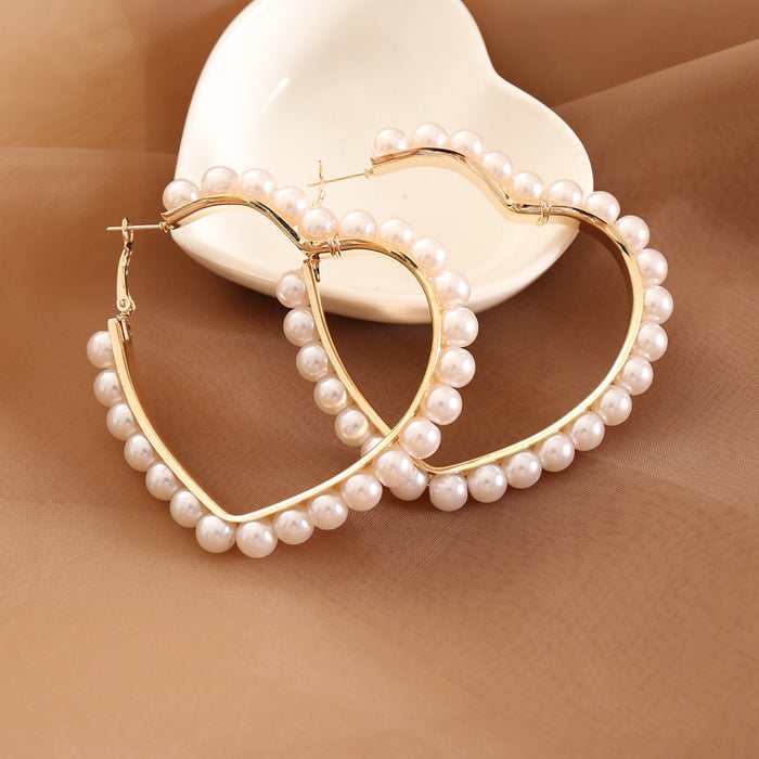 Wholesale pearl heart earrings MOQ≥2 JDC-ES-Bingm025