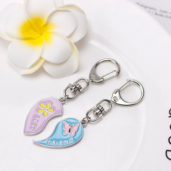 Jewelry WholesaleWholesale Good Friends Love Stitching Alloy Flower Butterfly Heart Keychain JDC-KC-TianG015 Keychains 天高 %variant_option1% %variant_option2% %variant_option3%  Factory Price JoyasDeChina Joyas De China