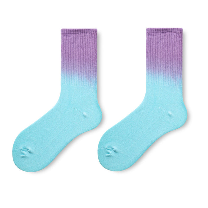 Wholesale Sock Combed Cotton Mid Tube Tie Dye Gradient Sports Skateboard MOQ≥3 JDC-SK-ShengA001