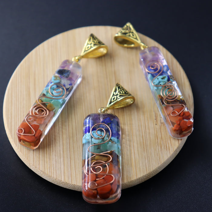 Wholesale Natural Colorful Gravel Necklace Resin Glue Wrapped JDC-NE-Xinyue004