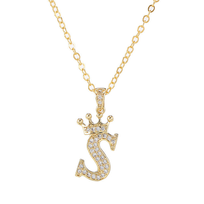 Jewelry WholesaleWholesale Zircon Alphabet Necklace With Diamonds JDC-NE-ZhuJ003 necklaces 诛积 %variant_option1% %variant_option2% %variant_option3%  Factory Price JoyasDeChina Joyas De China