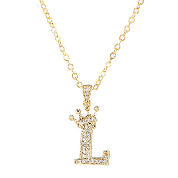 Jewelry WholesaleWholesale Zircon Alphabet Necklace With Diamonds JDC-NE-ZhuJ003 necklaces 诛积 %variant_option1% %variant_option2% %variant_option3%  Factory Price JoyasDeChina Joyas De China